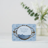 Romantische bloem blauw elegant antiek CC0337 Visitekaartje (Staand voorkant)