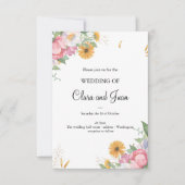 Romantische bloem, botanische roze bloem kaart (Voorkant)