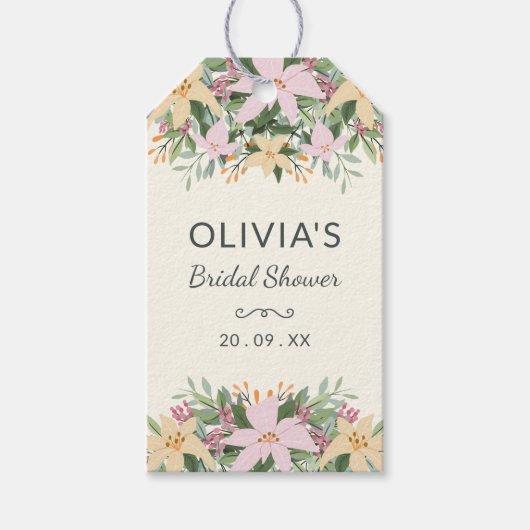 Romantische bloem bruidsfeest cadeautag cadeaulabel (Voorkant)
