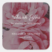 Romantische bloem elegante bruiloft Dank u Vierkante Sticker (Voorkant)