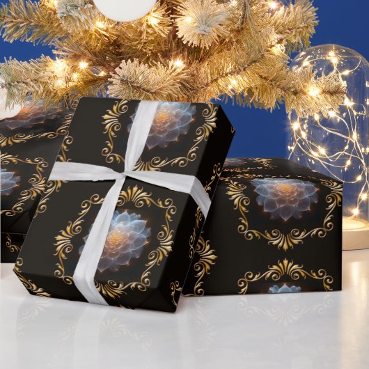 Romantische bloem en gouden Lijst Cadeaupapier (Feestdagen)