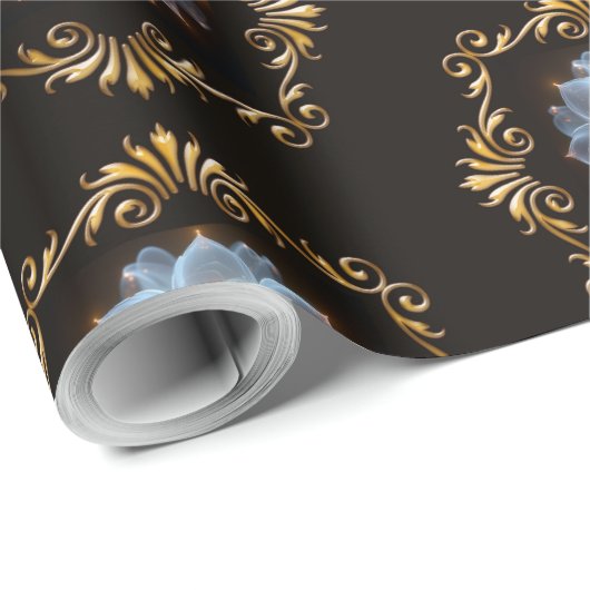 Romantische bloem en gouden Lijst Cadeaupapier (Rol Hoek)