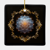 Romantische bloem en gouden Lijst Keramisch Ornament (Achterkant)