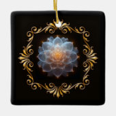 Romantische bloem en gouden Lijst Keramisch Ornament (Voorkant)