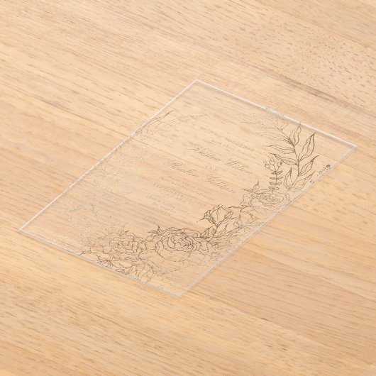 Romantische bloem gouden krans bruiloft acryl uitnodigingen (Laagn)