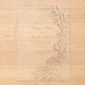 Romantische bloem gouden krans bruiloft acryl uitnodigingen (Voorkant)