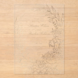 Romantische bloem gouden krans bruiloft acryl uitnodigingen
