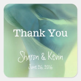 Romantische Bloem in Blauwe Tonen Hartelijk dank Vierkante Sticker