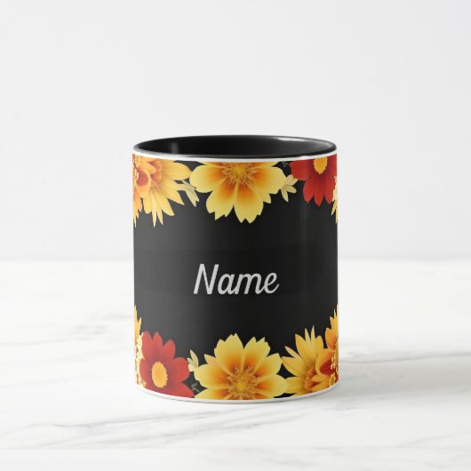 Romantische bloem kader esthetische bloemenrand mok (Midden)