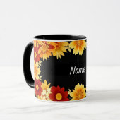 Romantische bloem kader esthetische bloemenrand mok (Voorkant links)