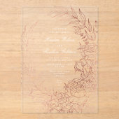 Romantische Bloem Rozen Gouden Krans Trouwen Acryl Uitnodigingen (Voorkant)