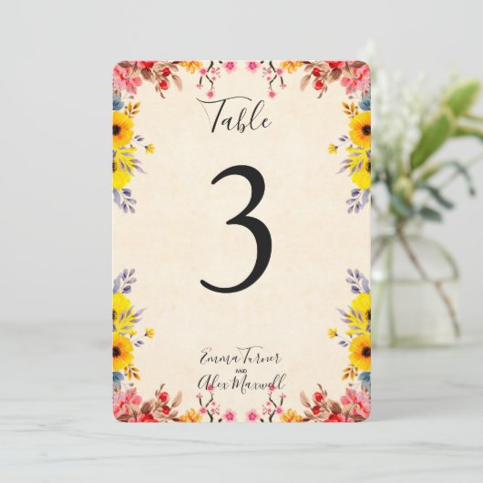 Romantische bloem | Tafelnummerkaartjes Kaart (Staand voorkant)