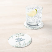 Romantische bloem zachte witte bloemen bruiloft ronde kartonnen onderzetter (Insitu)