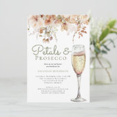 Romantische bloemblaadjes en Prosecco Floral Vrijg Kaart (Staand voorkant)