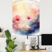 Romantische Bloemblaadjes – Waterverf Bloemposter Poster (Thuiskantoor)