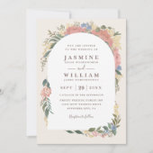 Romantische bloemboog elegante chic QR-code bruilo Kaart (Voorkant)