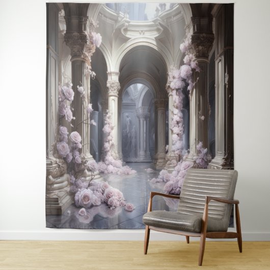 Romantische bloemboog hangend wandkleed (In situ)