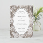 Romantische bloemdruk op uitnodiging voor een hout (Staand voorkant)