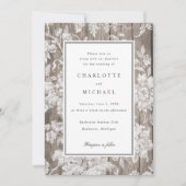 Romantische bloemdruk op uitnodiging voor een hout (Voorkant)