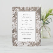 Romantische bloemdruk op uitnodiging voor een hout (Staand voorkant)