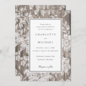Romantische bloemdruk op uitnodiging voor een hout (Voorkant / Achterkant)