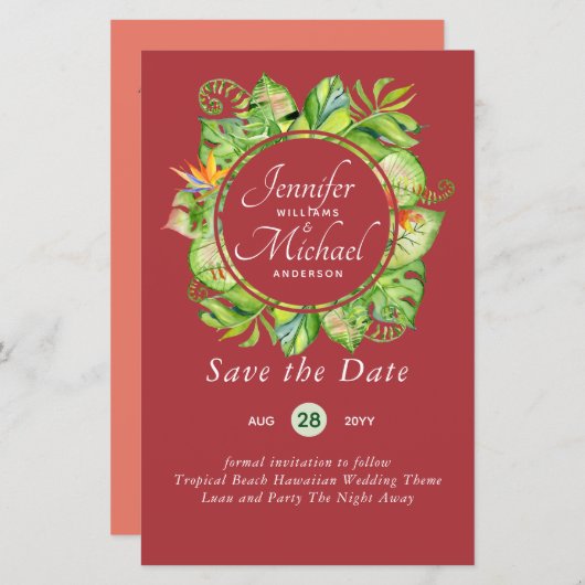 Romantische Bloemen Bewaar de datum Veel kleurthem (Voorkant / Achterkant)