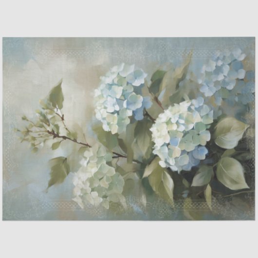 Romantische Bloemen Blauwe Hydrangea  Decoupage Tissuepapier (Voorkant)