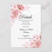 Romantische Bloemen Blush Roze bruiloft Details Informatiekaartje (Voorkant)