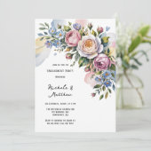 Romantische Bloemen Boeket Engagement Party Kaart (Staand voorkant)