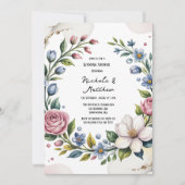 Romantische Bloemen Boeket Trouwdouche Kaart (Voorkant)