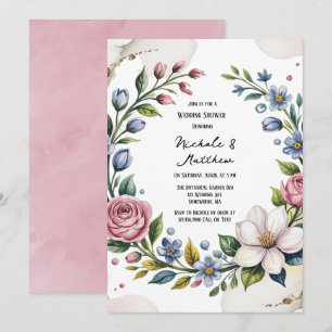 Romantische Bloemen Boeket Trouwdouche Kaart