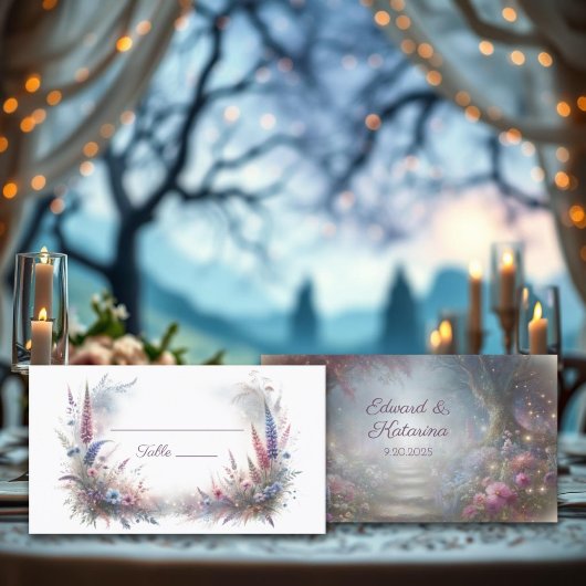 Romantische Bloemen Boho Enchanted Forest Wedding Plaatskaartje
