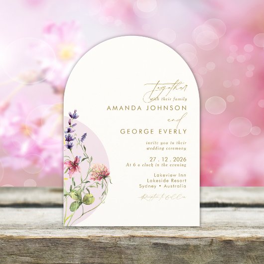 Romantische Bloemen Boog Lente Zomer Herfst Huweli Kaart