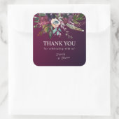 Romantische Bloemen Bourgogne gewassen Dank u Vierkante Sticker (Tas)
