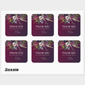 Romantische Bloemen Bourgogne gewassen Dank u Vierkante Sticker (Vel)