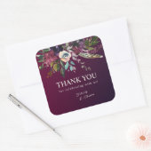 Romantische Bloemen Bourgogne gewassen Dank u Vierkante Sticker (Envelop)