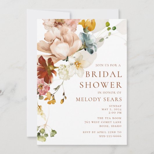 Romantische Bloemen Bruids Douche Uitnodiging (Voorkant)