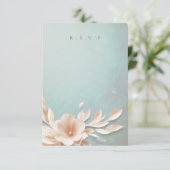 Romantische bloemen bruiloft maaltijd keuzes RSVP (Staand voorkant)