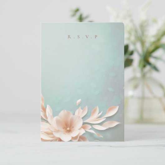 Romantische bloemen bruiloft maaltijd keuzes RSVP (Staand voorkant)