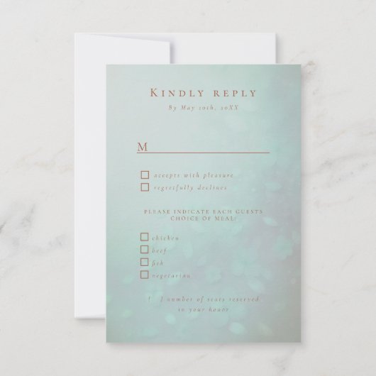 Romantische bloemen bruiloft maaltijd keuzes RSVP (Achterkant)