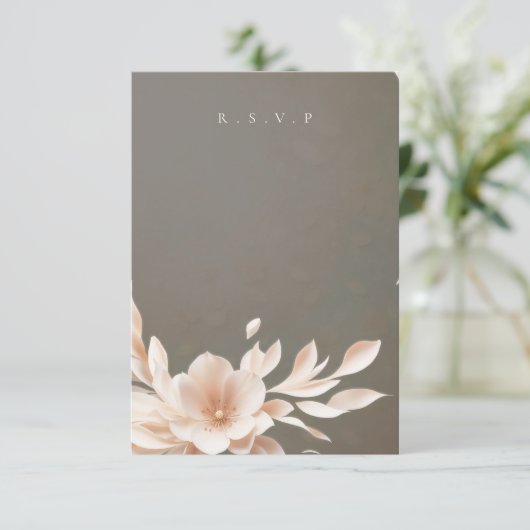 Romantische bloemen bruiloft maaltijd keuzes RSVP (Staand voorkant)