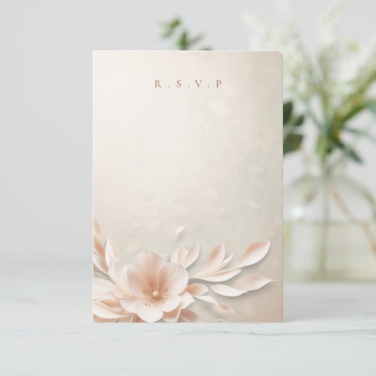 Romantische bloemen bruiloft maaltijd keuzes RSVP (Staand voorkant)