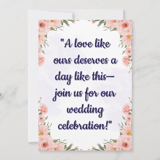 Romantische Bloemen Bruiloft Uitnodiging (Achterkant)