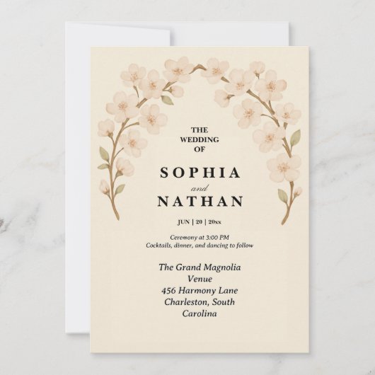 Romantische bloemen bruiloft uitnodiging | Elegant (Voorkant)