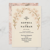 Romantische bloemen bruiloft uitnodiging | Elegant (Voorkant / Achterkant)