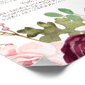 Romantische Bloemen Bruiloftsbarmenu Poster (Hoek)