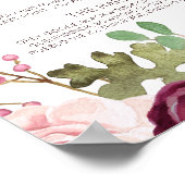 Romantische Bloemen Bruiloftsbarmenu Poster (Hoek)