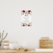 Romantische Bloemen Bruiloftsbarmenu Poster (Keuken)
