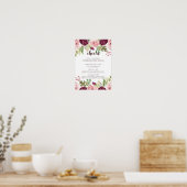 Romantische Bloemen Bruiloftsbarmenu Poster (Keuken)