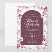 Romantische bloemen bruiloftsinvatie kaart (Voorkant / Achterkant)